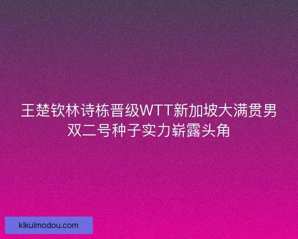 王楚钦林诗栋晋级WTT新加坡大满贯男双二号种子实力崭露头角