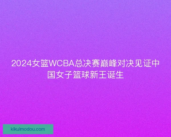 2024女篮WCBA总决赛巅峰对决见证中国女子篮球新王诞生